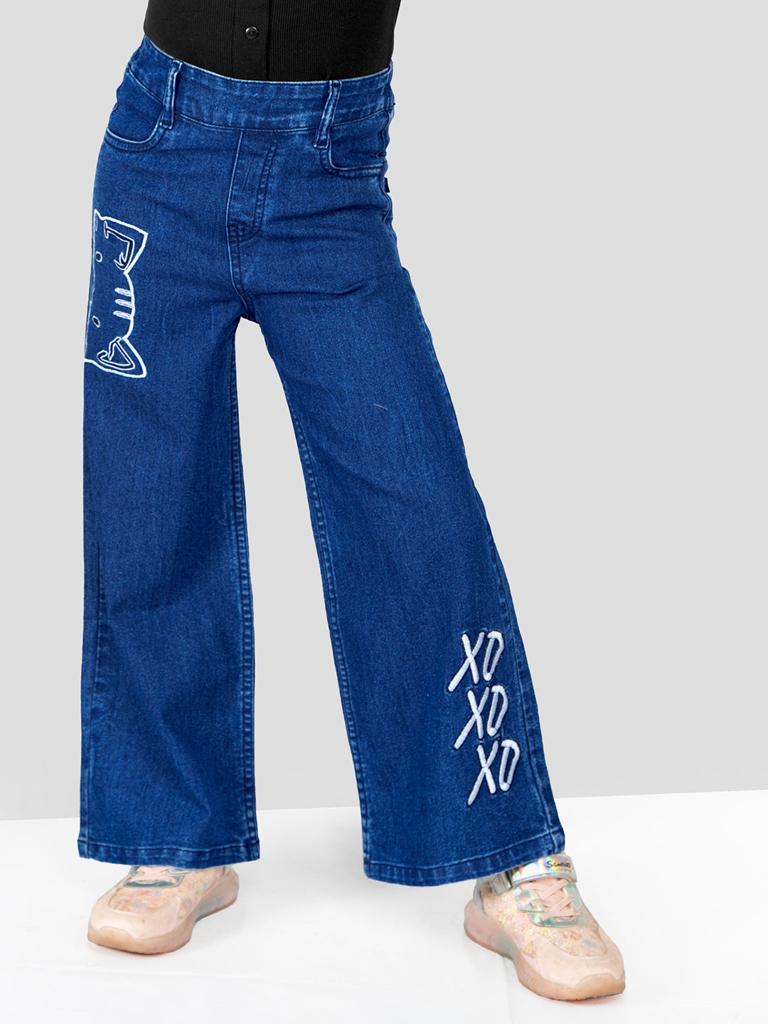 Girls Denim Embroidered Jeans