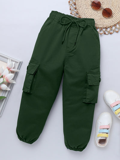 Cotton Dark Green Cargo for Girls & Boys