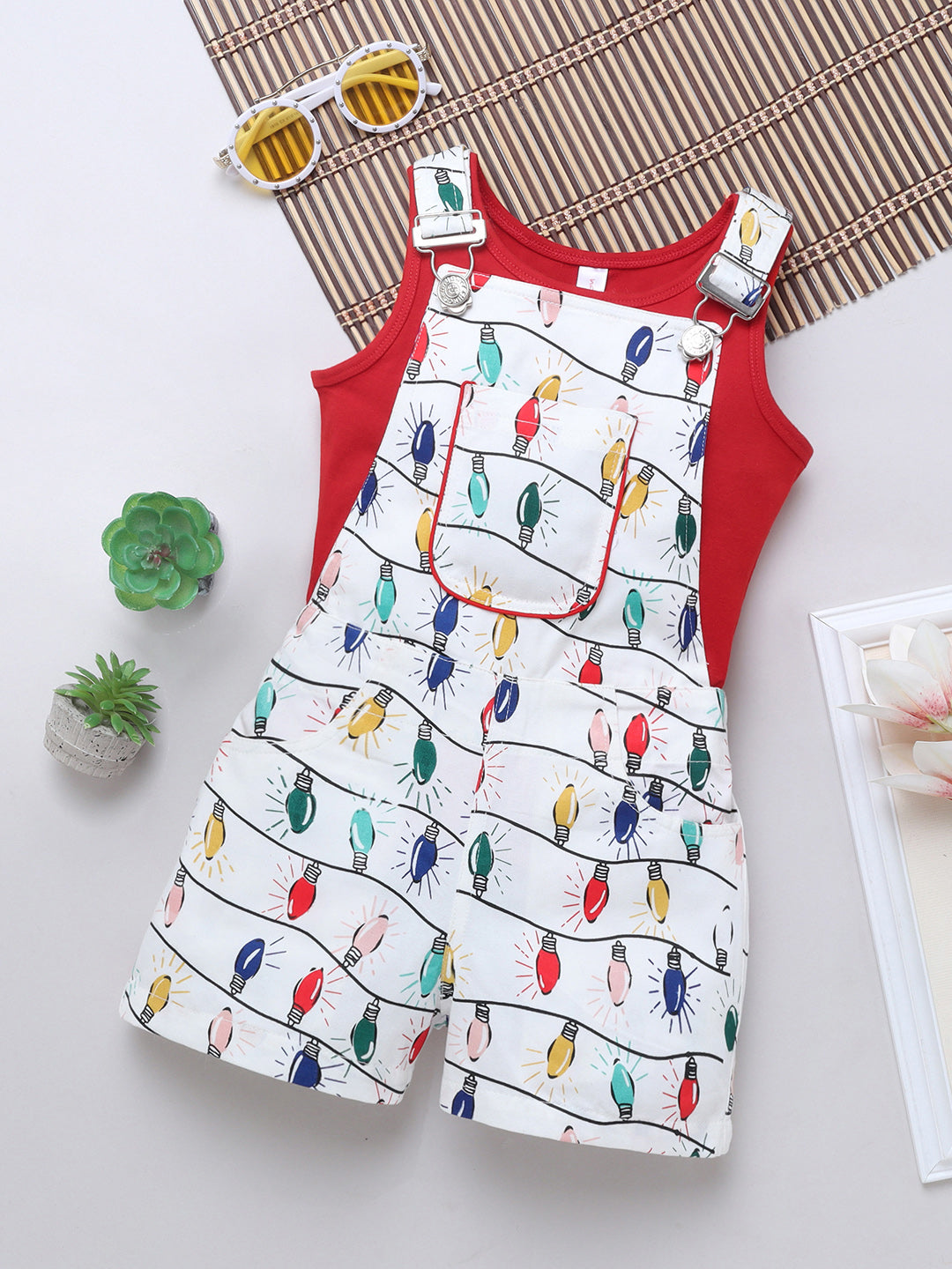 Girls Cotton Dungaree with T-shirt