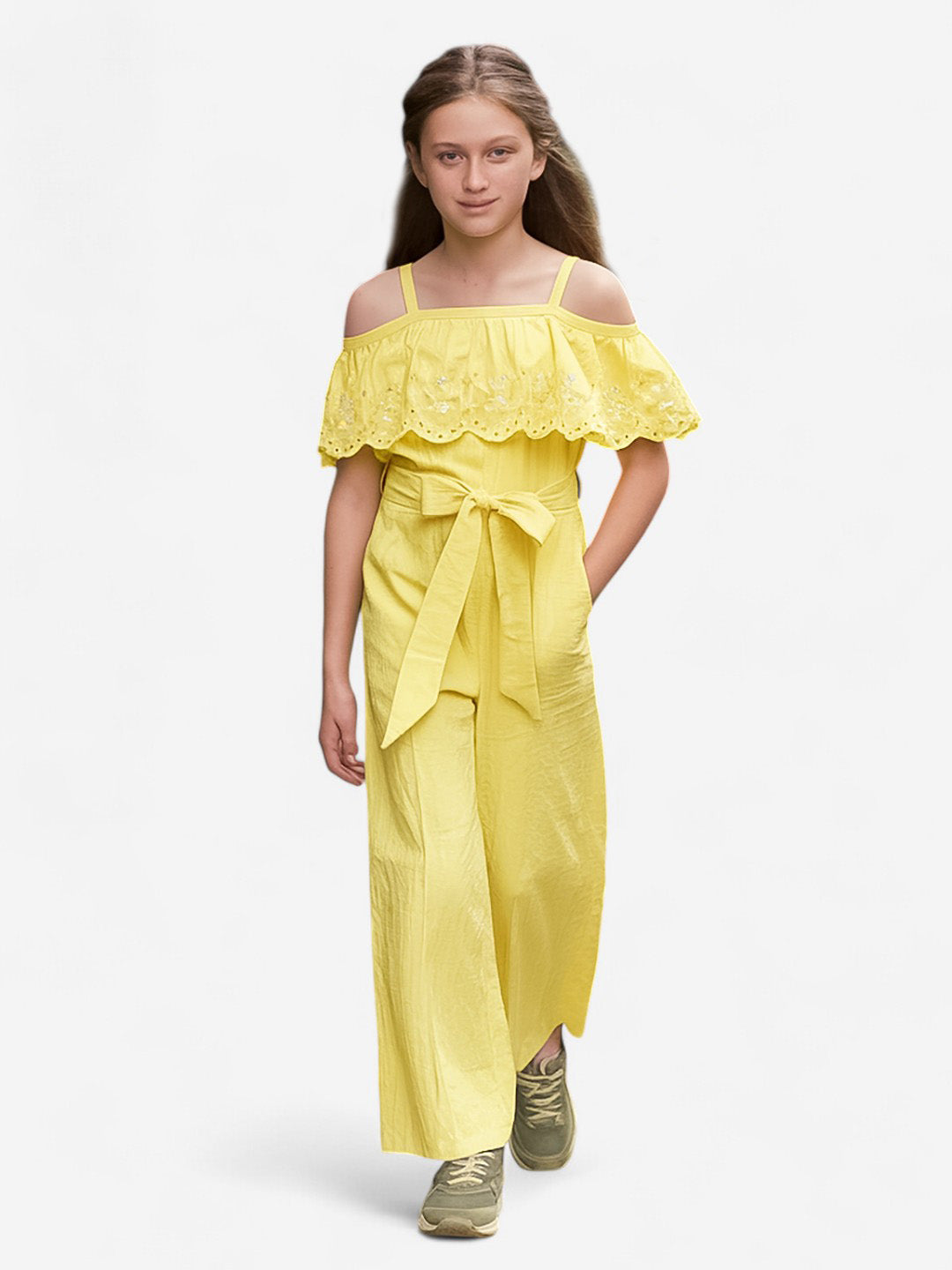 Girls Rayon Schiffli Jumpsuit