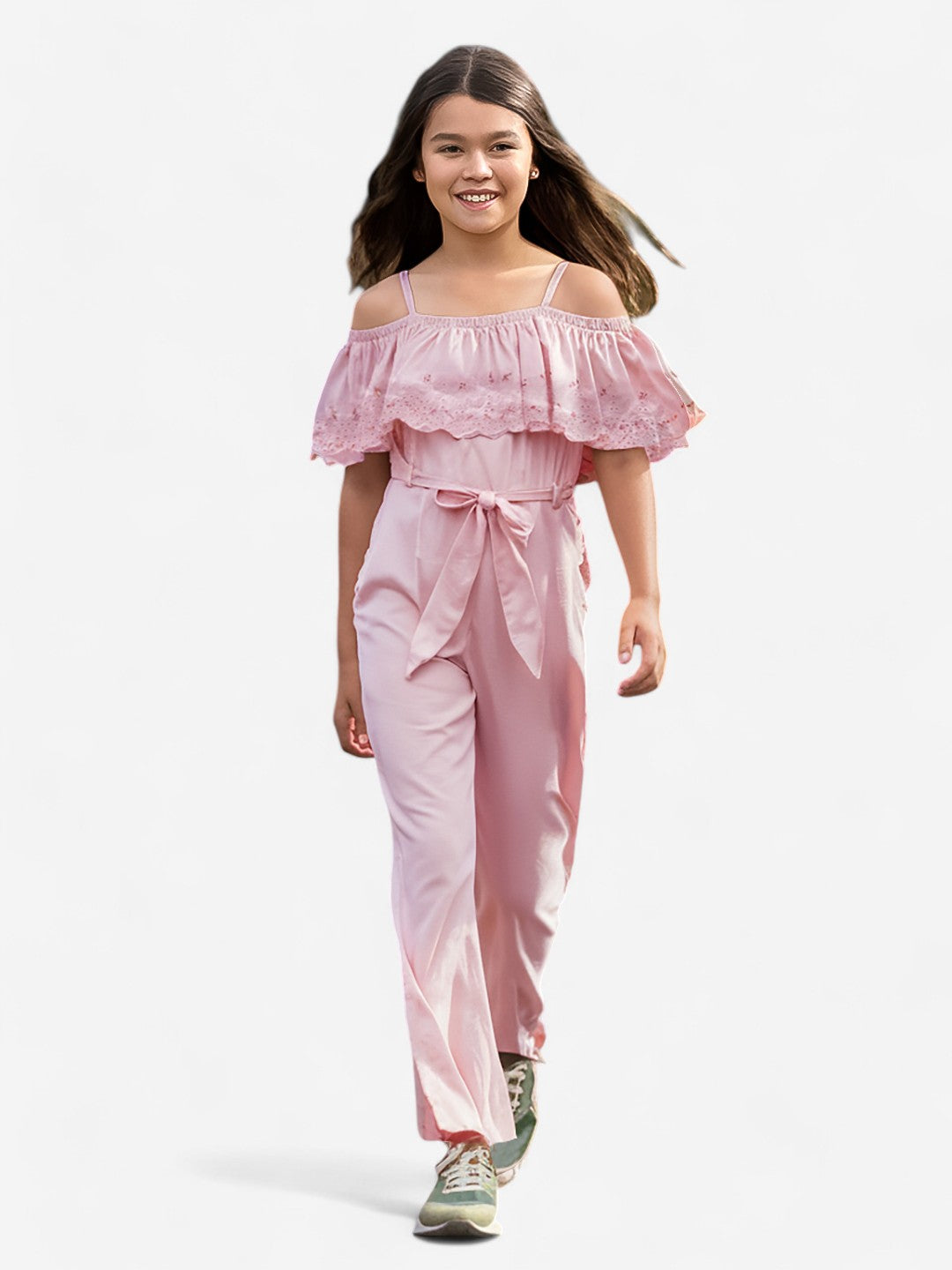 Girls Rayon Schiffli Jumpsuit