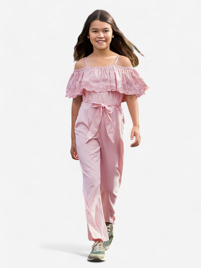 Girls Rayon Schiffli Jumpsuit