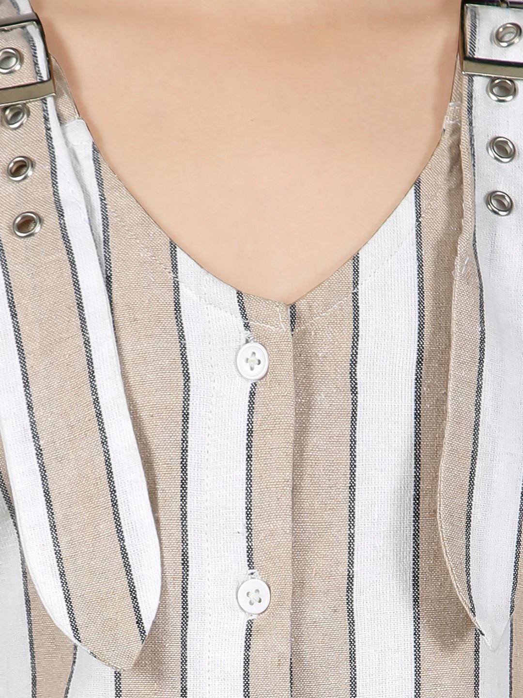 Girls Stripes Printed Jumpsuit