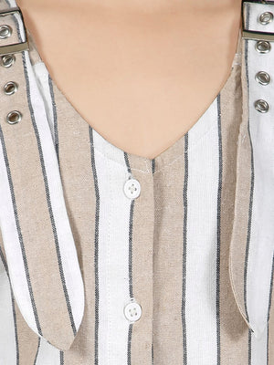 Girls Stripes Printed Jumpsuit