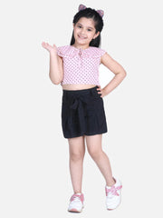 2 Piece Printed Sleeveless Polyester Clothing Set Top with Shorts For Girls