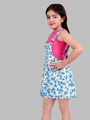A-line Sleeveless Pinafore Dungaree Dress With T-Shirt For Girls