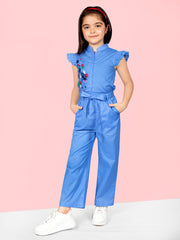 Cotton Embroidered Short Sleeves Jumpsuit For Girls