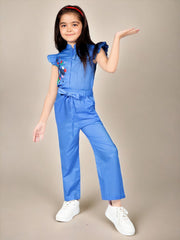 Cotton Embroidered Short Sleeves Jumpsuit For Girls