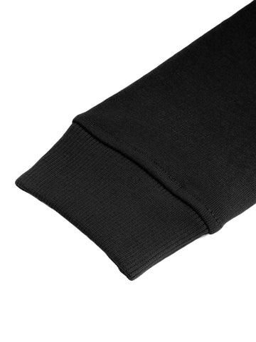 Cotton Full Sleeves Black Printed Hooded Sweatshirt For Boys