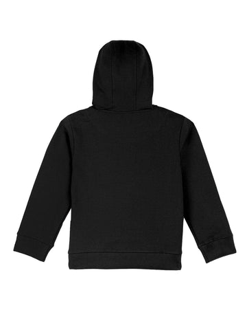 Cotton Full Sleeves Black Printed Hooded Sweatshirt For Boys