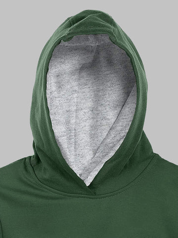 Cotton Full Sleeves Green Printed Hooded Sweatshirt - Unisex