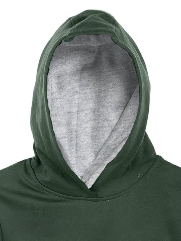 Cotton Full Sleeves Green Printed Hooded Sweatshirt - Unisex