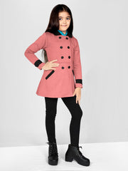 Fleece Full Sleeves Solid Pea Coat With Pockets