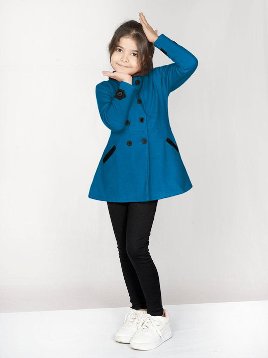 Fleece Full Sleeves Solid Pea Coat With Pockets 1080