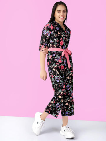 Floral Printed Rayon Jumpsuit For Teens
