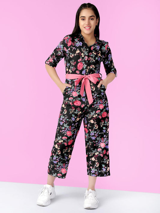 Floral Printed Rayon Jumpsuit For Teens 1080