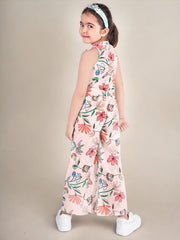 Printed Halter Collar Neck Sleeveless Polyester Clothing Set For Girls