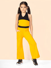 Halter V-Neck Rayon Sleeveless Jumpsuit With Pockets For Girls