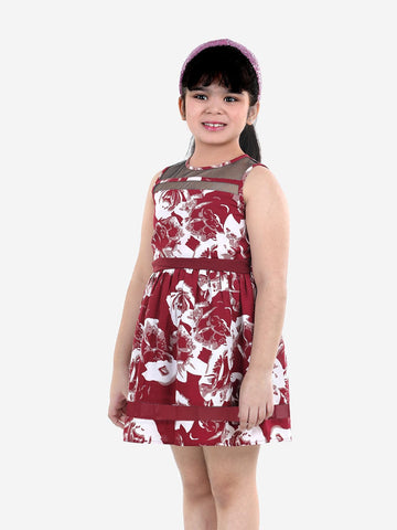 Maroon Floral Fit & Flare Dress