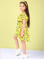 Mustard Floral Fit & Flare Dress