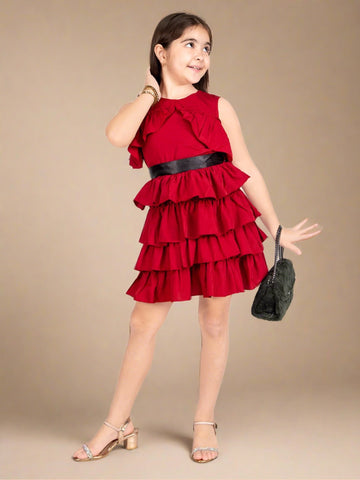 Party Wear Rayon Fit and Flare Dress For Girls