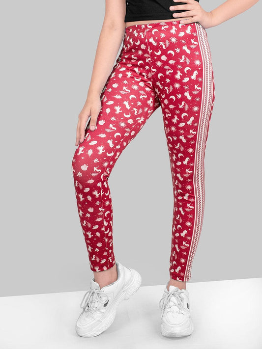 Printed Quick Dry Polyester Jeggings For Girls 1080