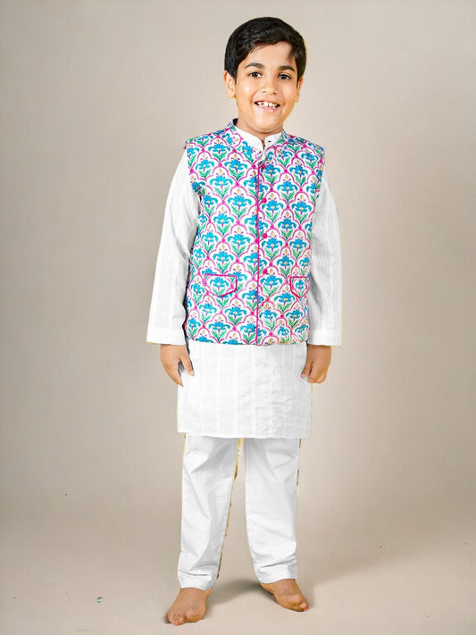 Pure Cotton Nehru Jacket Kurta Set For Boys 1080