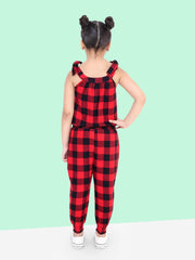 Red & Black Checked Jumpsuit