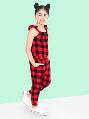 Red & Black Checked Jumpsuit