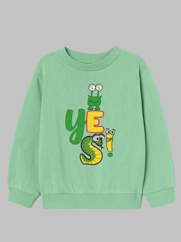Sea Green Printed Sweatshirt