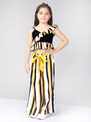 Striped 2 Piece Polyester Clothing Set Top and Palazzo For Girls